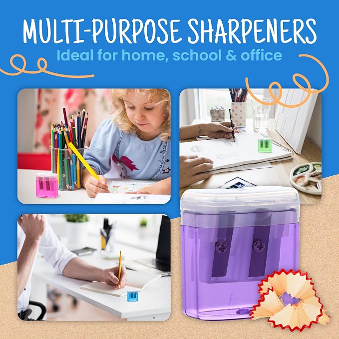 Craftzilla 50 Pack Bulk Pencil Sharpeners, Dual-Hole Manual Sharpener - Image 7