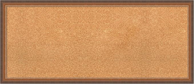 Amanti Art Natural Cork Board for Wall, 18x42 Vision Board with Bronze Frame, Large Corkboard Office Decor for Home Organization, Modern Corkboard Pinboard to Display Items for Home Organization in-DeskLoop Office