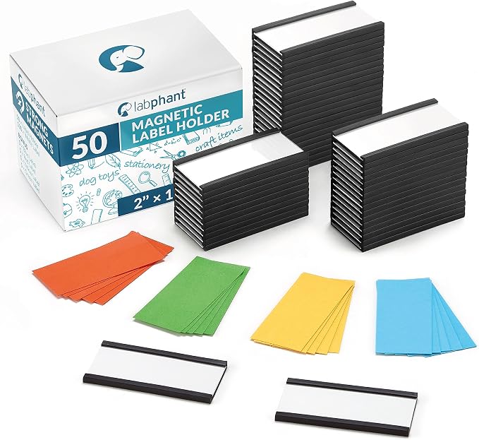 50 Pack"C" Channel Magnetic Label Holders 1x2 by labphant