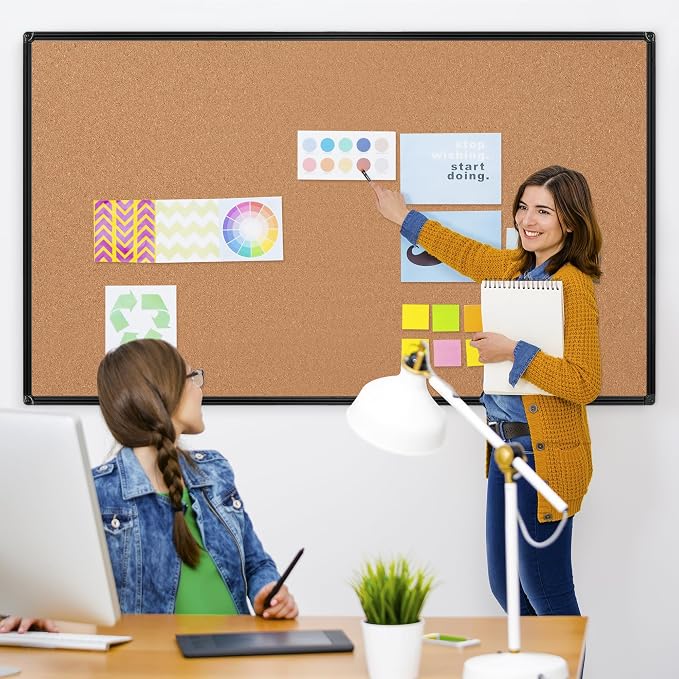 Extra Large Cork Bulletin Board 72" X 48", Wall Mounted Notice Pin Board - Image 2