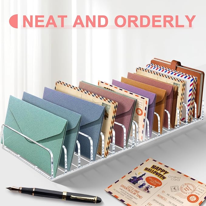 Vowcarol 2 Packs Acrylic Mail Organizer 7 Slots Cash Tray - Image 4