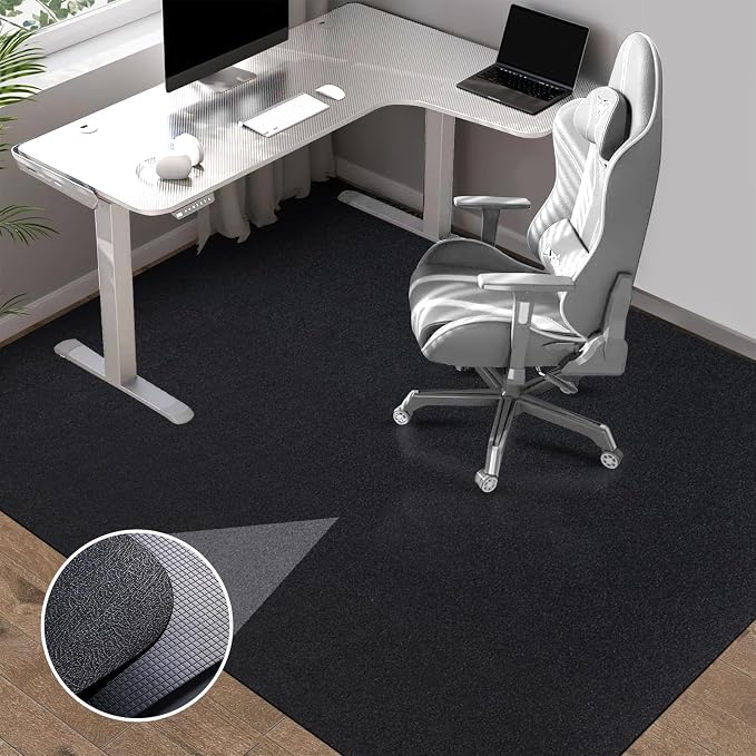 Office Chair Mat for Hardwood Floor: 63" x 51" Extra Large Black Office Chair by Lemostaar