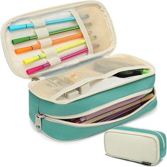 Large Capacity Pencil Case Multi-Slot Pencil Pouch Durable Pencil Box Portable Office Pen Bag with Zipper-DeskLoop Office