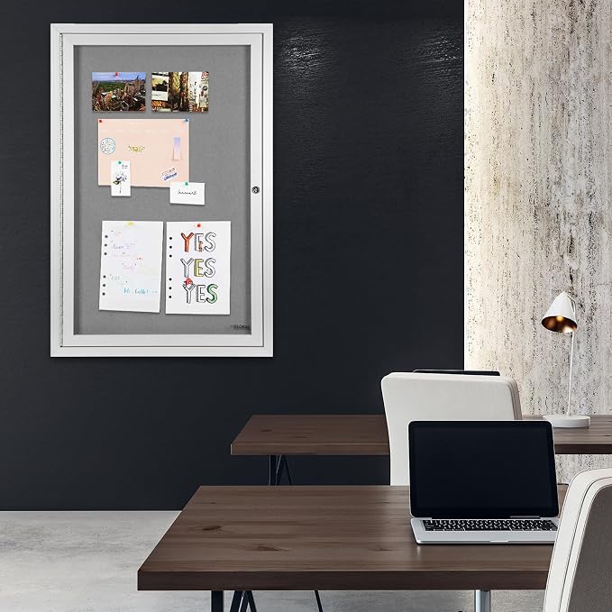 INNOVART Enclosed Bulletin Board 36” x 24”, Lockable Fabric Noticeboard - Image 8