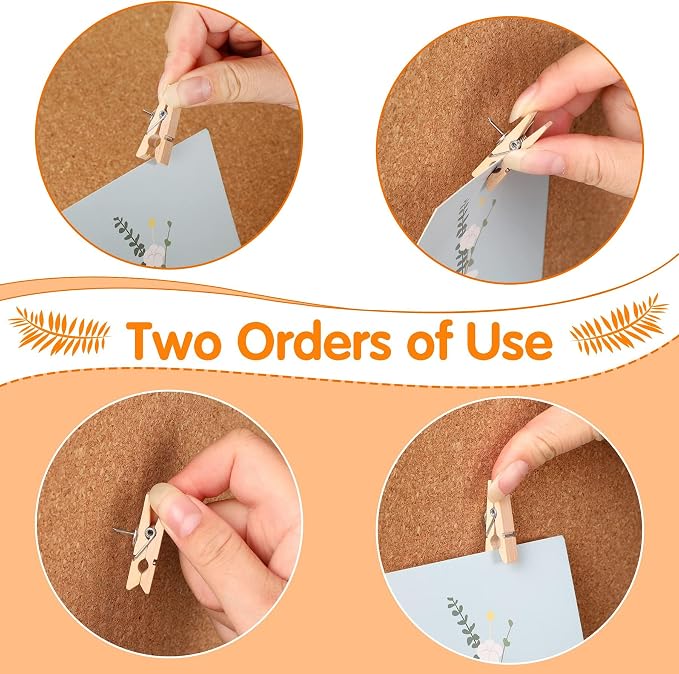 SANNIX 100Pcs Wooden Push Pin Clips, Decorative Clips - Image 4