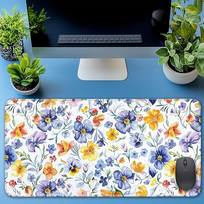 Keyboard Mat, Large Mouse Pad, Watercolor Flower - Image 6