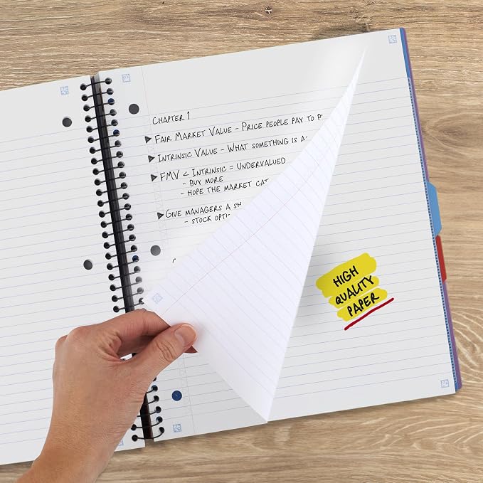 Five Star Advance Spiral Notebook + Study App, 3 Subject, College Ruled Paper - Image 4