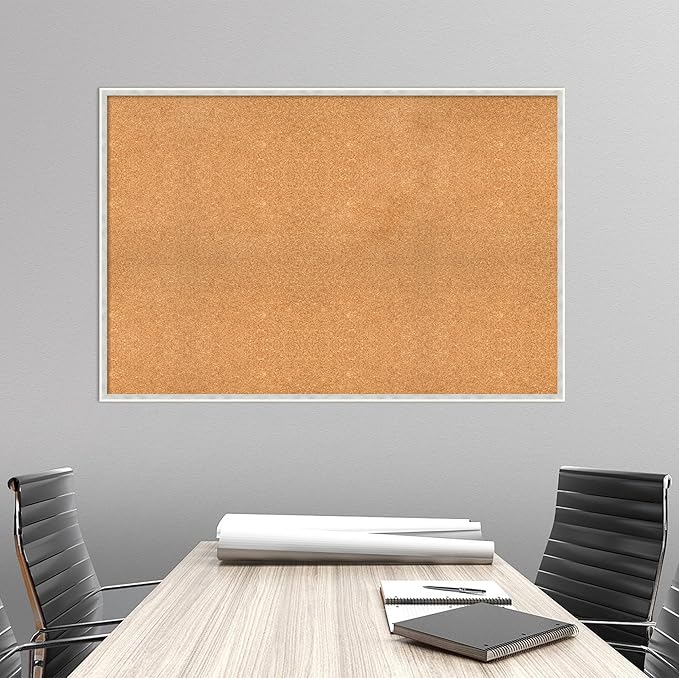 Amanti Art Natural Cork Board for Wall, 33x49 Vision Board with White Frame, Oversize Corkboard Office Decor for Home Organization, Modern Corkboard Pinboard to Display Items for Home Organization in-DeskLoop Office
