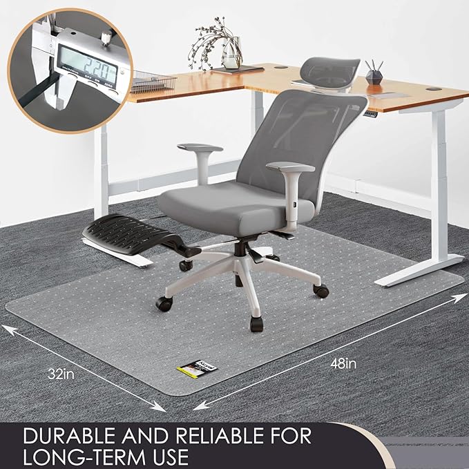 Kuyal Office Chair Mat for Carpet, 32‘’x48‘’ Clear Heavy Duty Computer Chair Mat - Image 4