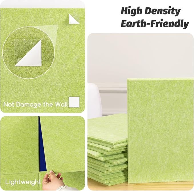 Large Cork Board Alternative, 12 Pack Felt Board with Safe Removable Adhesive Tabs Felt Wall Tiles, Large Cork Boards for Walls, Cork Board for Home Office, Pin Boards for Walls, Green-DeskLoop Office