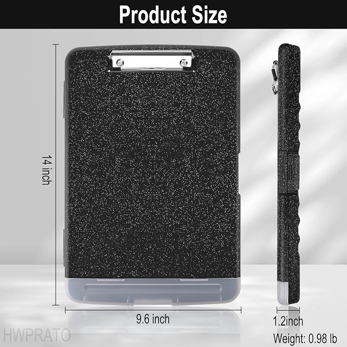 HWPRATO Glitter Clipboard with Storage, Clip Boards 8.5x11 with Pen Holder - Image 2