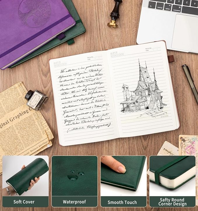 Lined Journal Notebook, A5 Leather Vintage Journals - Image 4