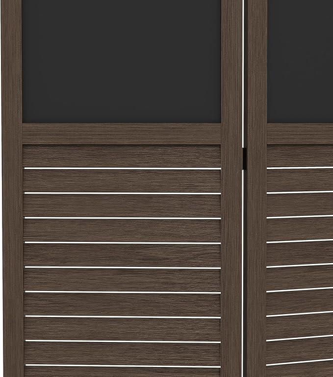 NicBex Room Divider 4 Panel Room Dividers with Black Boards Partition Room Dividers and Folding Privacy Screens 5.5 FT Wall Divider for Home, Office, Room Separation,63.75"W x 0.75"D x 67.75"H,Brown-DeskLoop Office