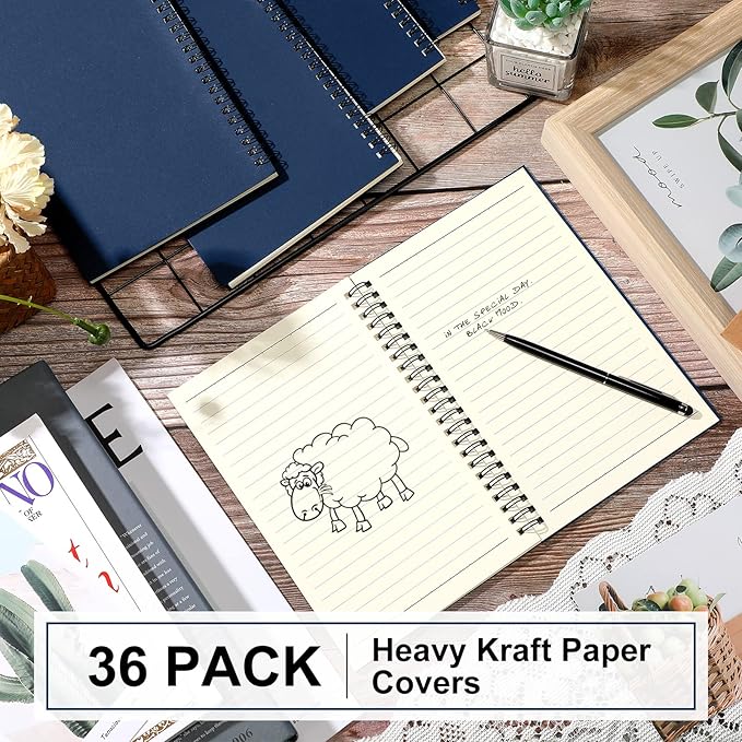 Yahenda 36 Pcs Spiral Notebook Bulk A5 Journal Lined 8.3'' x 5.5'' Writing Composition Paper Small Notepad Subject Notebook for Students Office Business Back to School Supplies (Deep Blue)-DeskLoop Office