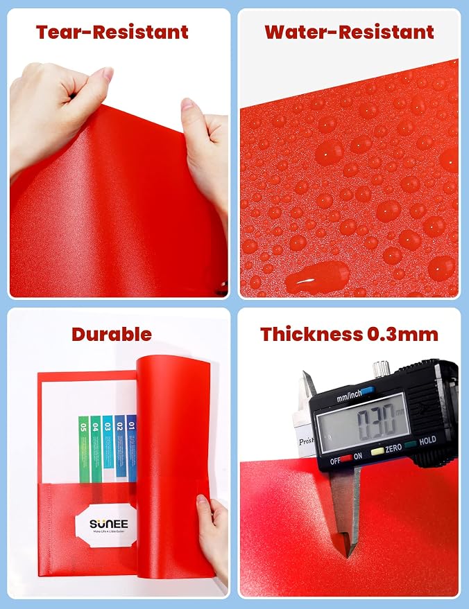 SUNEE 2 Pocket Folders Heavy-Duty Plastic Folders - Image 3