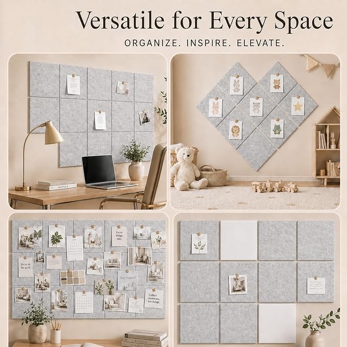 Felt Bulletin Board Tiles, Cork Board Alternative, 48 x 36 in | 0.35 in modular - Image 6