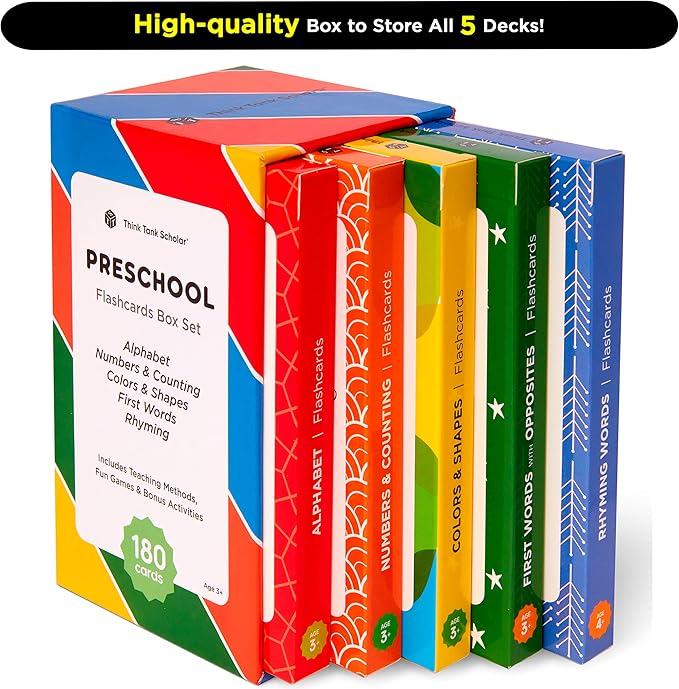 Award-Winning Flash Cards for Preschool & Kindergarten – 5-Deck Set, 180 Jumbo - Image 6
