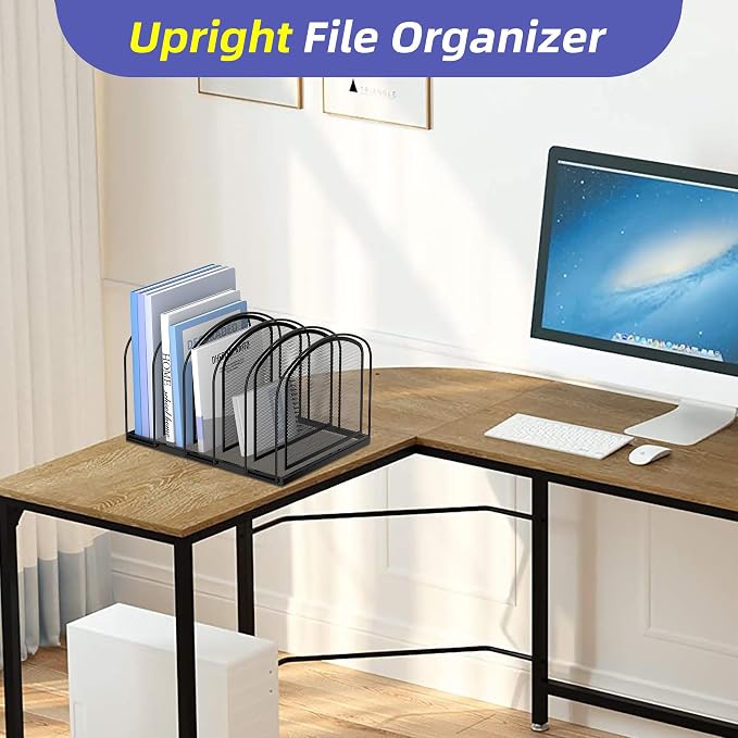SUPEASY File Organizer for Desk, 5-Section Mesh Desk Organizer, Vertical File - Image 5