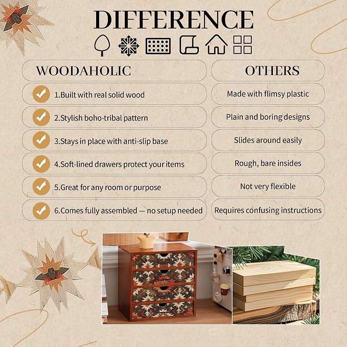 Boho Green Wooden Desk Organizer - Image 5