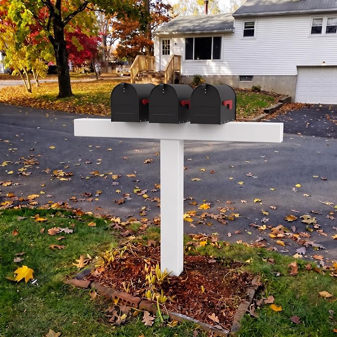 Sintuff Heavy Duty White Vinyl Mailbox Post Sleeve T-Shape Mailbox Stand Mount - Image 5