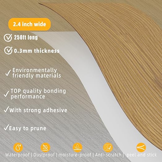 GSCIT Club Wood Grain Repair Tape, 2.4 inch X 250ft Self Adhesive Oak Grain Repair Patch for Tables, Chairs, Baseboards, Doors, Windows, Floors, Handicraft DIY.