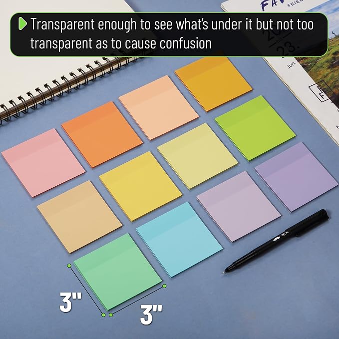 Mr. Pen- Transparent Sticky Notes, 12 Pads, 600 Sheets | See Through - Image 3