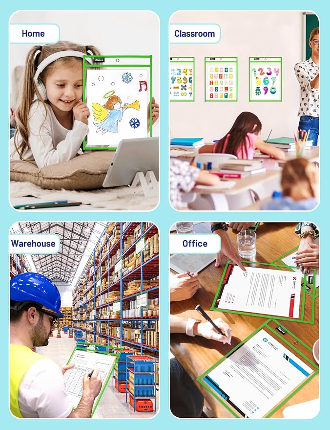 SUNEE 6 Packs Oversized Reusable Dry Erase Pocket Sleeves - Image 7