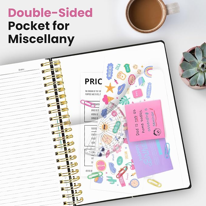 Large Lined Spiral Journal for Women Cute Hardcover 5 Subject Notebook for Work - Image 6