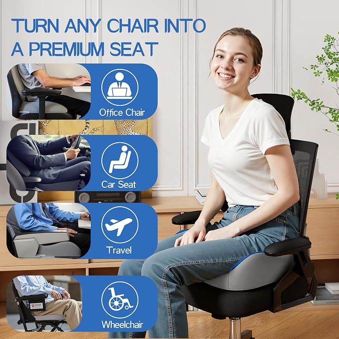 Benazcap Large Memory Foam Seat Cushion Lumbar Support Pillow - Image 6