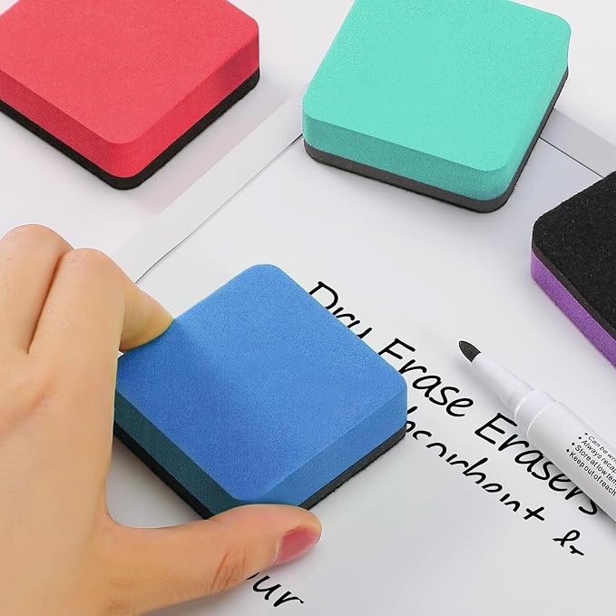 MaxGear Dry Erase Erasers, 24 Pack Magnetic Whiteboard Erasers, 6 Colors | Mini - Image 2