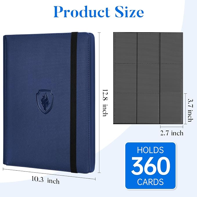Premium 9 Pocket Card Binder for 360 Cards, Fabmaker PU Cover Trading Card - Image 6