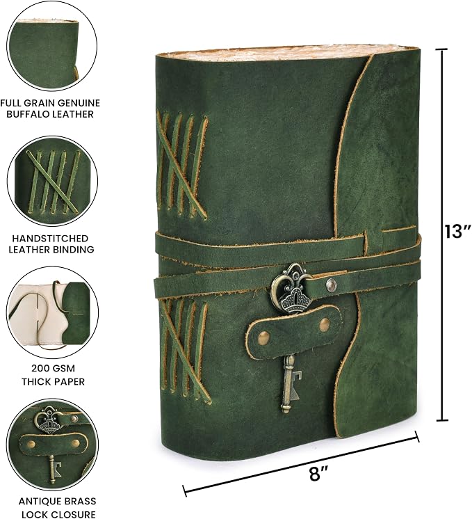 LEATHER VILLAGE Vintage Leather Journal – 200 Handmade Vintage Deckle Edge - Image 5