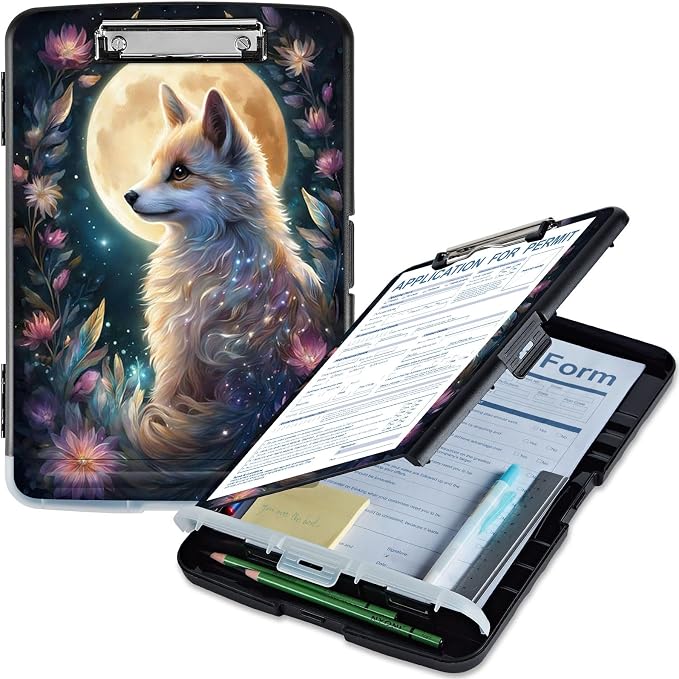 Clipboard with Storage, High Capacity Blue Octopus with Glasses Storage by Qindaiwen
