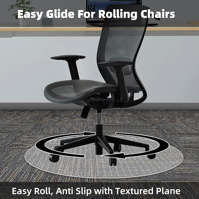 Office Chair Mat Carpet Protector: 36" x 36" Plastic Heavy Duty Computer Desk - Image 6