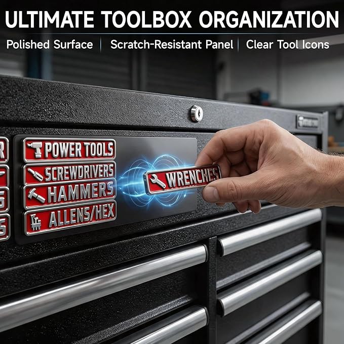 12 PCS Metal Magnetic Tool Box Labels, Embossed Tool Box Labels Magnet - Image 5