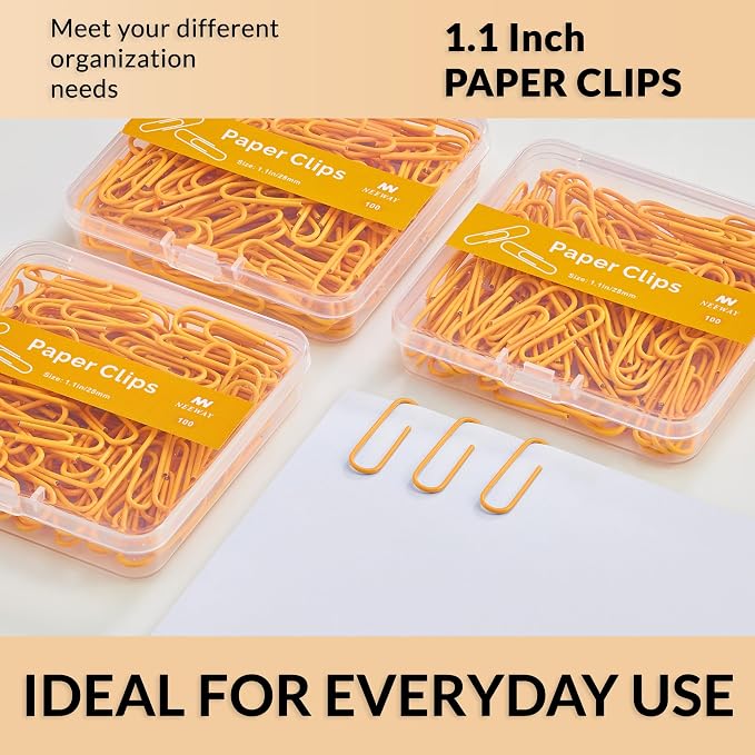 NEEWAY Small Paper Clips, 1.1 Inch Vinly Coated Colored Paperclips, 3 Pack of - Image 6