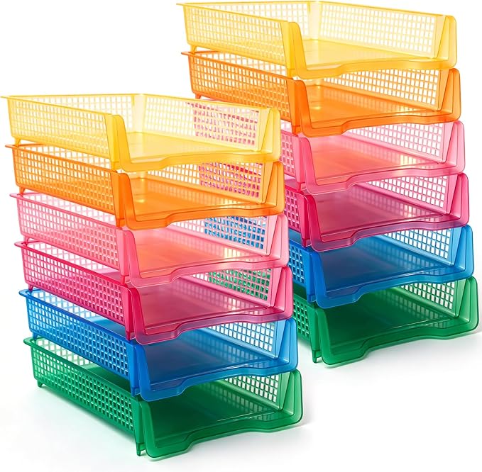 Geetery Set of 12 Turn in Trays Classroom Plastic Trays by Geetery