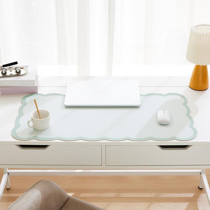 Scalloped Desk Mat, 31.5" x 15.7" Large Cute Aesthetic Desk Accessories - Image 2