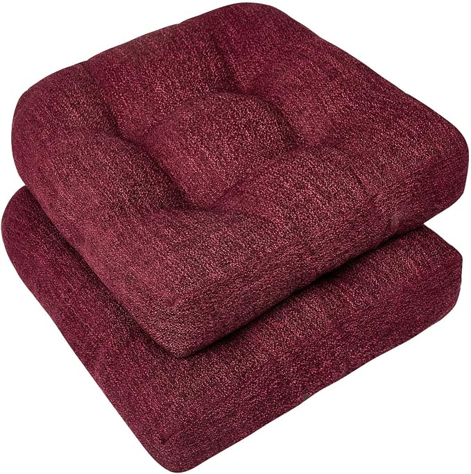 downluxe Chair Cushions for Dining Chairs 2 Pack, Tufted Indoor Chair Pads by Downluxe