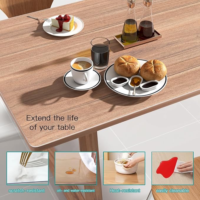 NATRKE Clear Table Protector 47.2"x23.6" Inch, 1.5mm Thick, Waterproof PVC - Image 4