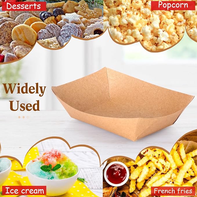 Sherr 500 Pcs 5 lb Kraft Paper Food Trays Boats Bulk, Disposable Nacho Kraft - Image 5