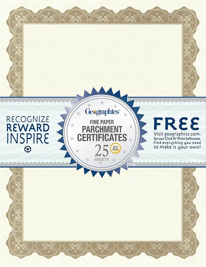 Geographics Optima Gold Blank Award Certificate Paper by Geographics