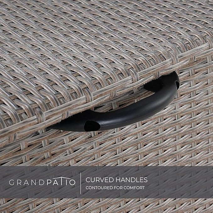 Grand patio 108 Gallon Deck Storage Box Indoor Outdoor Wicker Bin for Patio Furniture Cushions Garden Tools Pool Accessories, Greige-DeskLoop Office