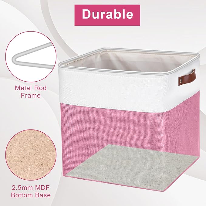 Bagnizer 13x13 Cube Storage Bins, Collapsible Fabric Storage Box, 4 Pack Closet - Image 4
