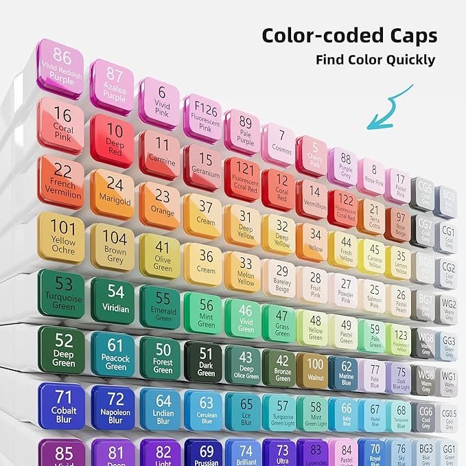 120 Colors Dual Tip Artist Alcohol Markers Set with Carrying Case - Perfect for Coloring, Drawing, Sketching, Card Making and Illustration - Perfect for Adults and Kids-DeskLoop Office