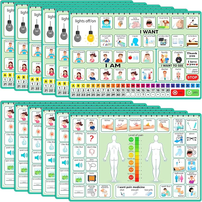Geyoga 12 Pcs Nonverbal Communication Board, 16.73 x 11.22'' Patient Picture by Geyoga