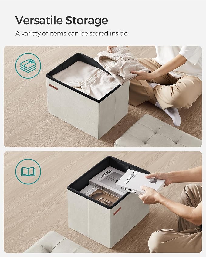 SONGMICS Storage Ottoman, Foldable Small Ottoman Foot Rest, 12.2 x 16.1 Inches - Image 5