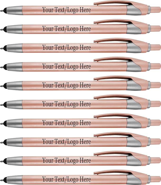 Personalized With your Custom Logo or Text Pens-Pack of 450- for Marketing, Parties, and Events, 2 in 1 Capacitive Stylus & Ballpoint Pen Compatible With Touchscreen Devices, Blue Ink,Rose Pens-DeskLoop Office