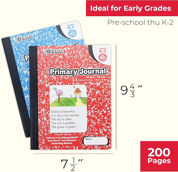 BAZIC PRODUCTS Primary Journal, Grades K-2, Draw & Write, 100 Ct, 48-Case | - Image 2