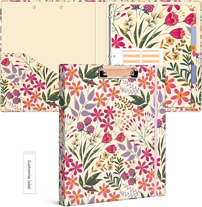 Ospelelf 3 Ring Binder, 1/2 Inch, Cute Floral Binder by OspelelfOfficeSupplies